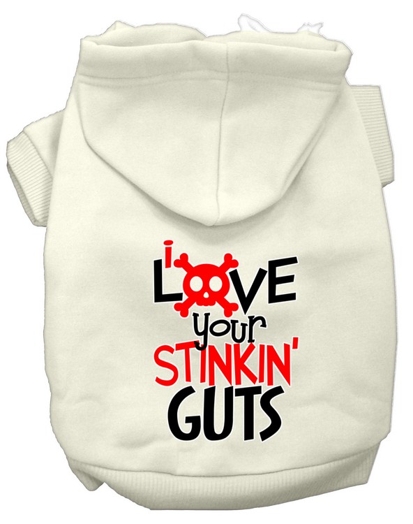 Love your Stinkin Guts Screen Print Dog Hoodie Cream S